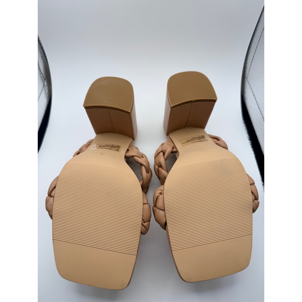 Madden Girl Tan Braided Double Strap Block Heel Size 6 - Picture 3 of 4